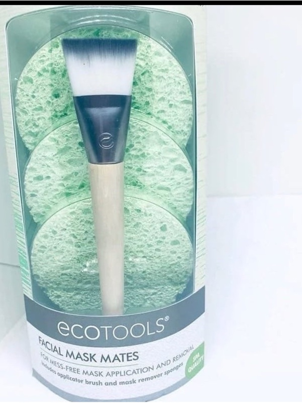 eco tools Light Green Facial Sponge Pads with Applicator  Mask Brush